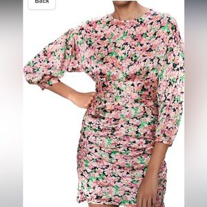 Zara Floral Print Draped Tie Ruched Mini Dress (NWOT)